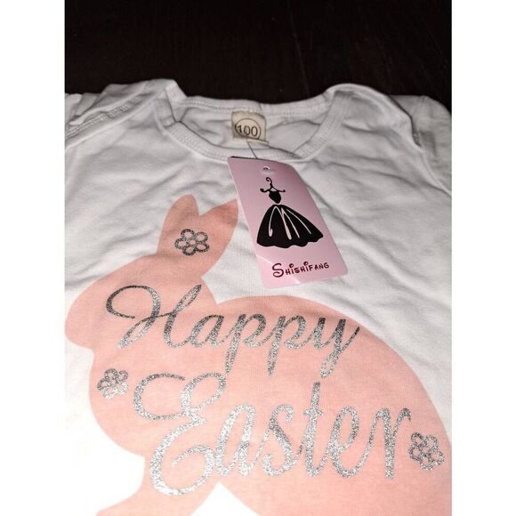 New Infant Baby Girl 18 Month Sz 100 Shishifamg Pink White 4pc Easter Outfit NWT - Picture 3 of 7